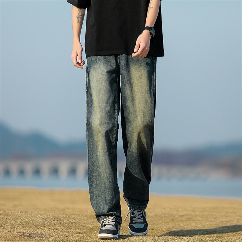 美式潮流高街复古宽松水洗牛仔裤K2370P55,男装牛仔裤,电商D325