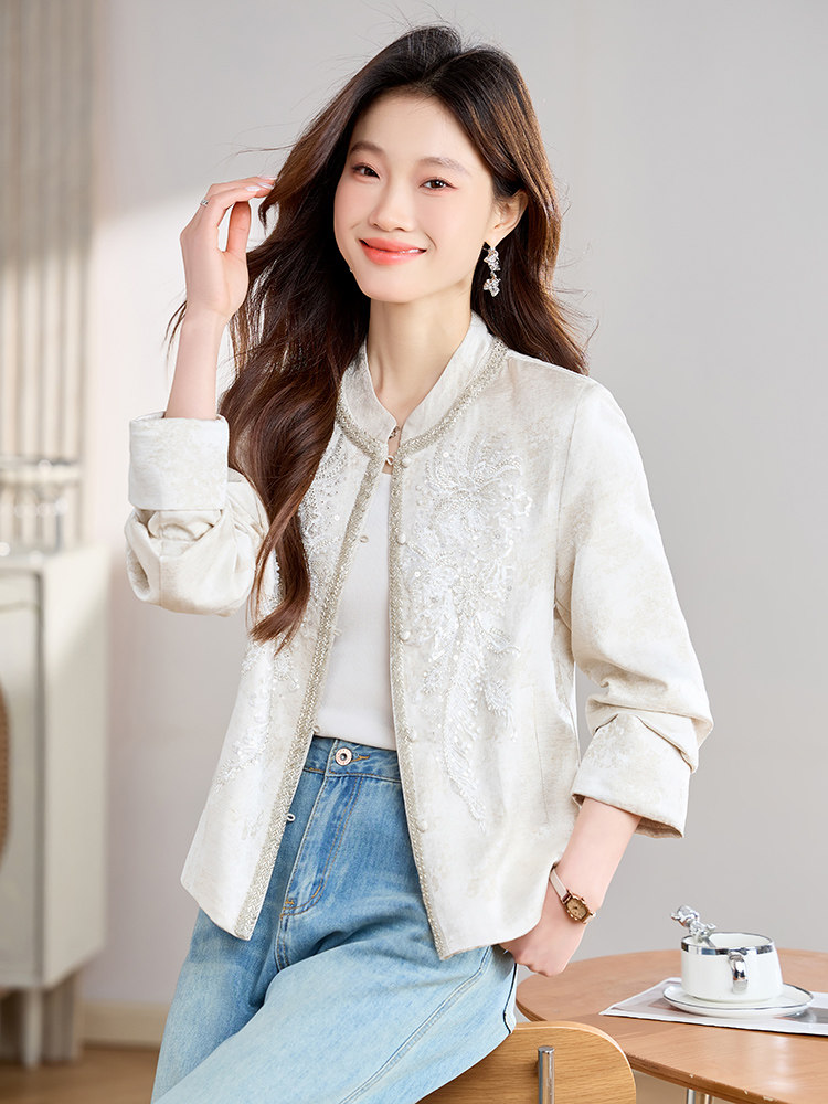 新中式短外套早春端庄复古时尚宽松今年流行刺绣女装上衣,女装短外套,丽影随形
