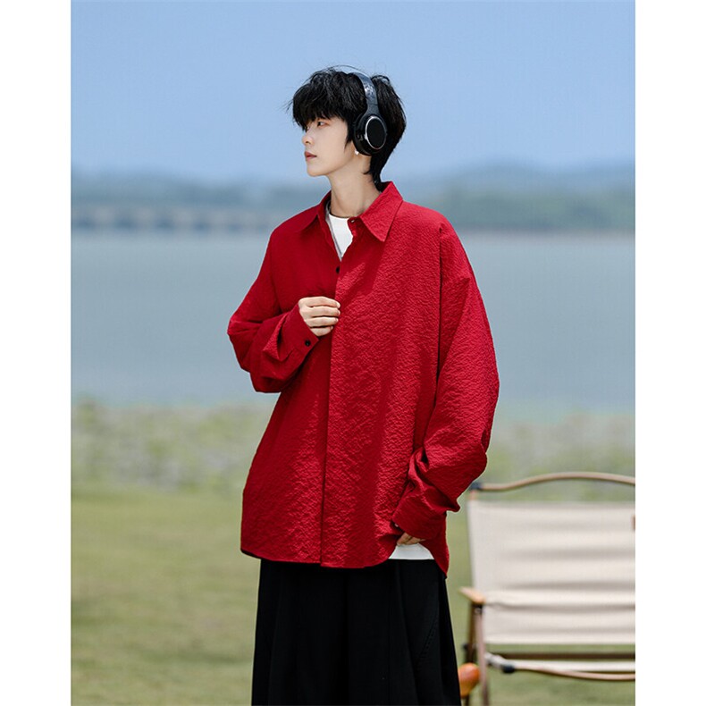 8XL-M泡泡纱盐缩肌理长袖衬衫男夏季冰丝外套防晒衬衣CS29007P40,男装衬衫,电商B312