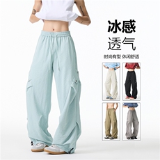 2025夏季新款假口袋机能褶皱宽松冰丝裤B315-K25735-特p30控58，男装休闲裤，电商B315