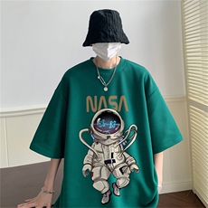 量大优重磅220克华夫格短袖T恤宇航员印花HT308-P20，男装T恤，星座508（原C305）