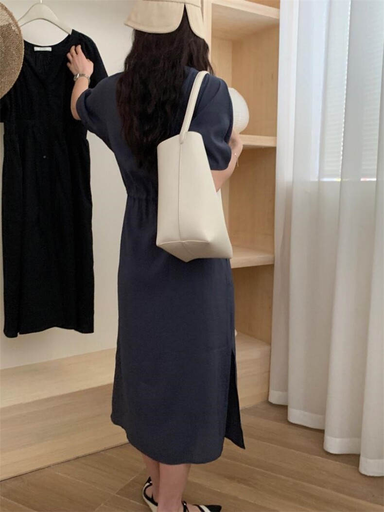 夏季新款简韩连衣裙～，女装连衣裙，三文鱼