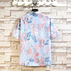 大码花衬衫男短袖夏季痞帅休闲上衣服外套翻领衬衣A012/824P35，男装衬衫，电商A012