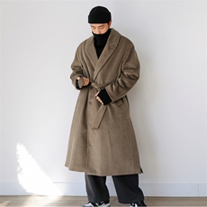 冬季新款毛呢大衣男过膝无羊绒韩版宽松落肩呢子中长款风衣男外套，男装风衣，星座710