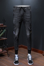 2021秋冬款刺绣弹力牛仔裤男宽松束脚工装裤QT6027-89020，男装牛仔裤，电商D218