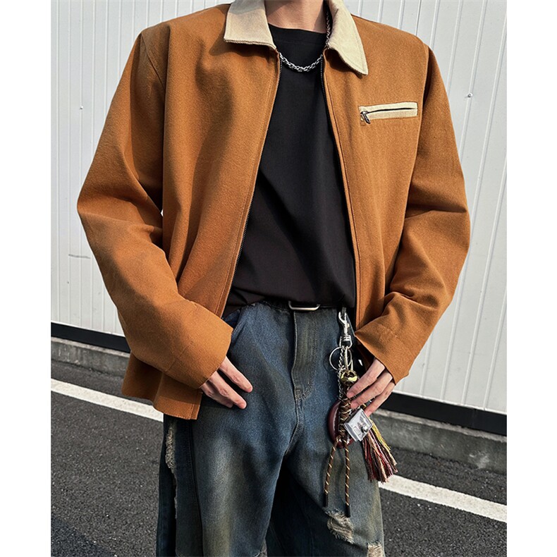 8XL-M春季水洗帆布短款夹克男生vintage美式复古工装外套JK003P98,男装夹克,电商B312