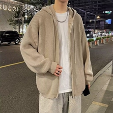 美式针织开衫毛衣外套男春秋新款复古慵懒风潮牌百搭纯色拉链线衣，男装针织衫/毛衣，星座1013