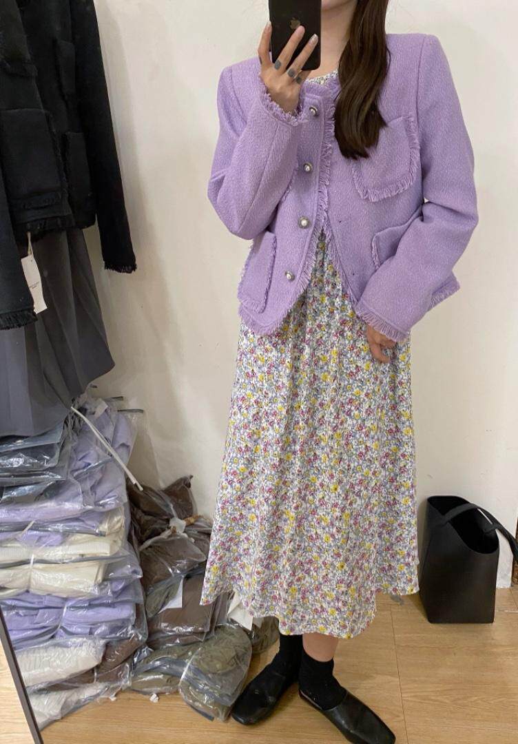 春季韩版碎花连衣裙，女装连衣裙，唇蔻