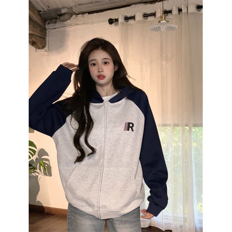 EE053-P65卫衣男女情侣装薄款2024潮条纹拉链开衫外套连帽韩上衣,女装短外套,星座911-3