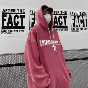 男装做旧加厚连帽卫衣23秋冬十字架印花男生外套XZ514-2-6677-P78图片