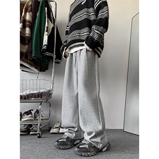 11裤子加绒加厚宽松直筒运动裤ins潮牌休闲裤XZ211-1-K2359-P60，女装休闲裤，星座211-1