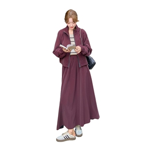 现货：秋装新款时尚休闲PU皮外套半身裙两件套2C135-6813P185K258图片