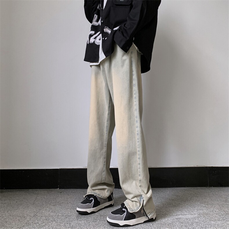 美式黄泥水洗拉链牛仔裤高街头复古百搭休闲长裤N0240-P40,男装牛仔裤,星座308B-1