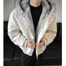 荔枝皮狼王座山雕棉服全毛连帽加厚夹克外套男H1172特P120，男装夹克，电商A341