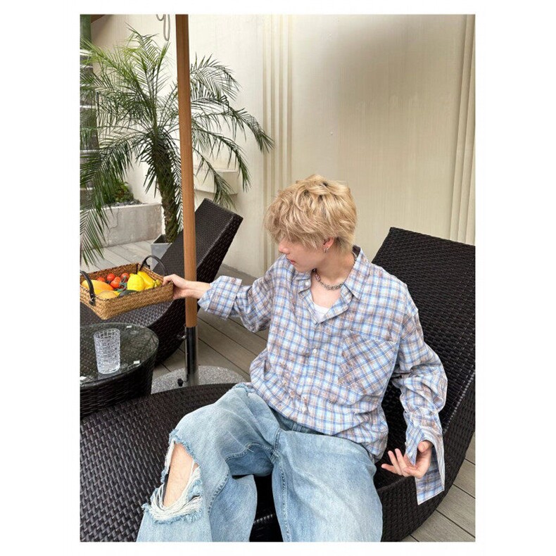长袖衬衫日系港风宽松衬衣男夏季潮流百搭休闲外套513CS1815P40,男装衬衫,星座513