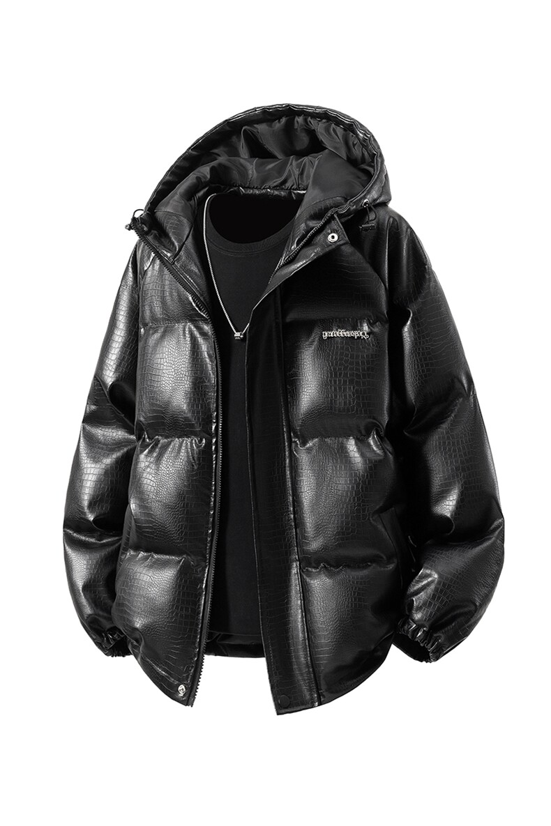 1立体白底连帽鳄鱼纹金属装饰大码M-5XL潮流棉衣MY77744P128控168,男装棉衣,星座226-2