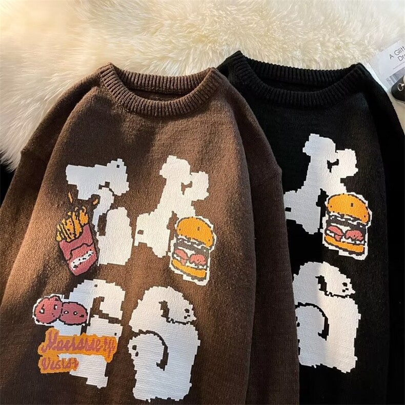 美式街头设计感圆领毛衣男慵懒风休闲针织衫M222P46，男装针织衫/毛衣，星座1116-2