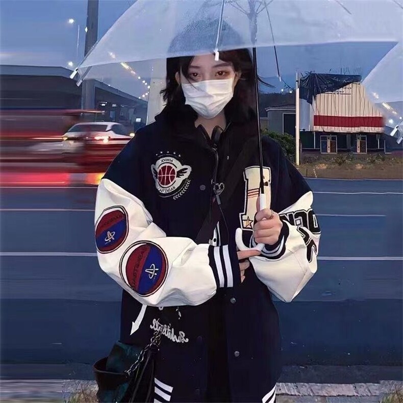 781-P65美式情侣潮牌字母印花棒球服宽松外套男女百搭潮流飞行员,女装短外套,电商B323A