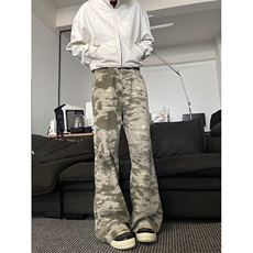 K842-P58秋冬男士迷彩微喇休闲裤宽松直筒阔腿拖地裤长裤，男装休闲裤，电商B327