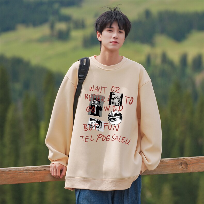 24新款山系个性时尚印花圆领长袖卫衣A247-FW01 P30控48图片