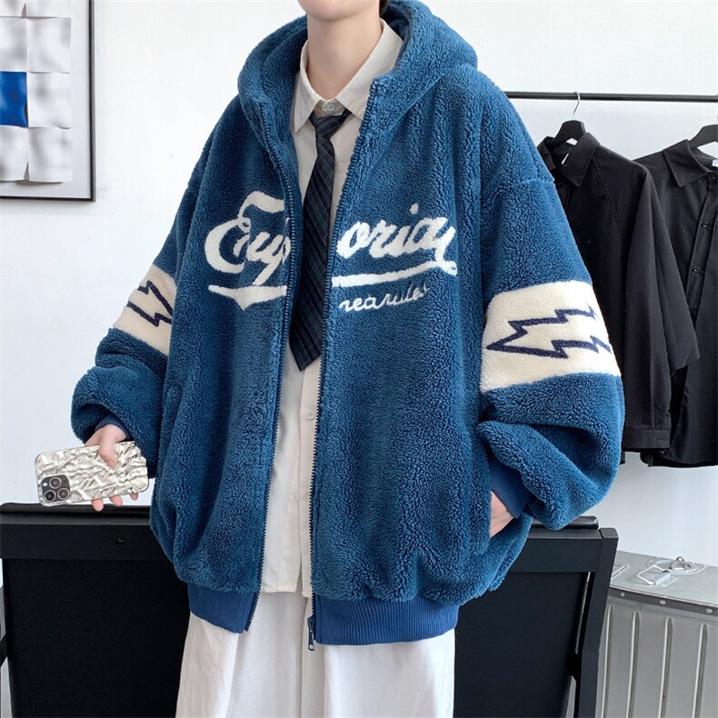 冬款加绒加厚宽松棉衣羊羔绒毛巾绣连帽外套男女920-P110控价158,男装棉衣,电商A441-1