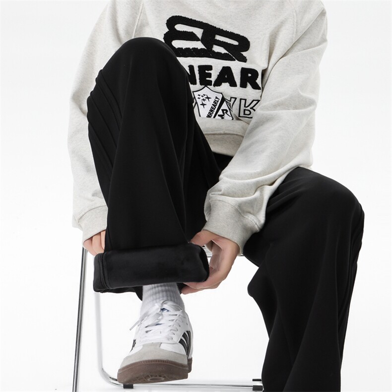 8XL-M加绒卫裤加肥加大码侧边褶皱裤子运动长裤KZ1901/P50加绒60图片