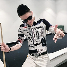 312A-902-P50新款社会小伙中袖衬衫韩版潮流男士五分袖衬衣B，男装T恤，星座312A-5