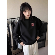 简约黑色圆领卫衣女款春秋冬季潮牌宽松休闲上衣WE490，男装卫衣，星座1116A（原606A-3）