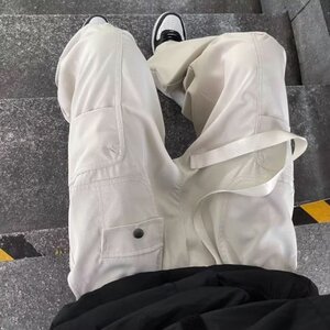 工装裤男港风潮流大口袋个性2024秋冬季新款ins宽松长裤K4726-P46图片