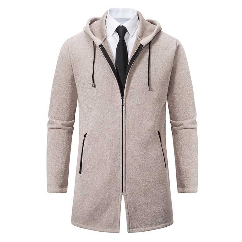 品质好秋冬季新款男士休闲中长款外套百搭加绒风衣夹克8921-P55，男装风衣，星座1706