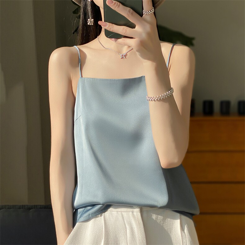 优雅气质吊带背心女夏季新款纯色内搭上衣时尚百搭小衫,女装背心吊带,绒宛羊绒