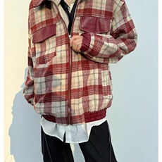 冬季棉衣男格子拼接刺绣男保暖宽松棉服外套，男装棉衣，星座716-3