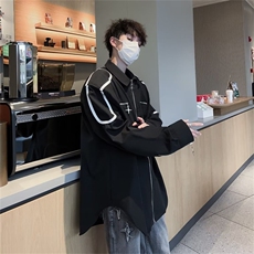 拉链装饰衬衫男长袖韩版解构设计感小众痞帅衬衣发型师C8899-P45，男装衬衫，星座1008