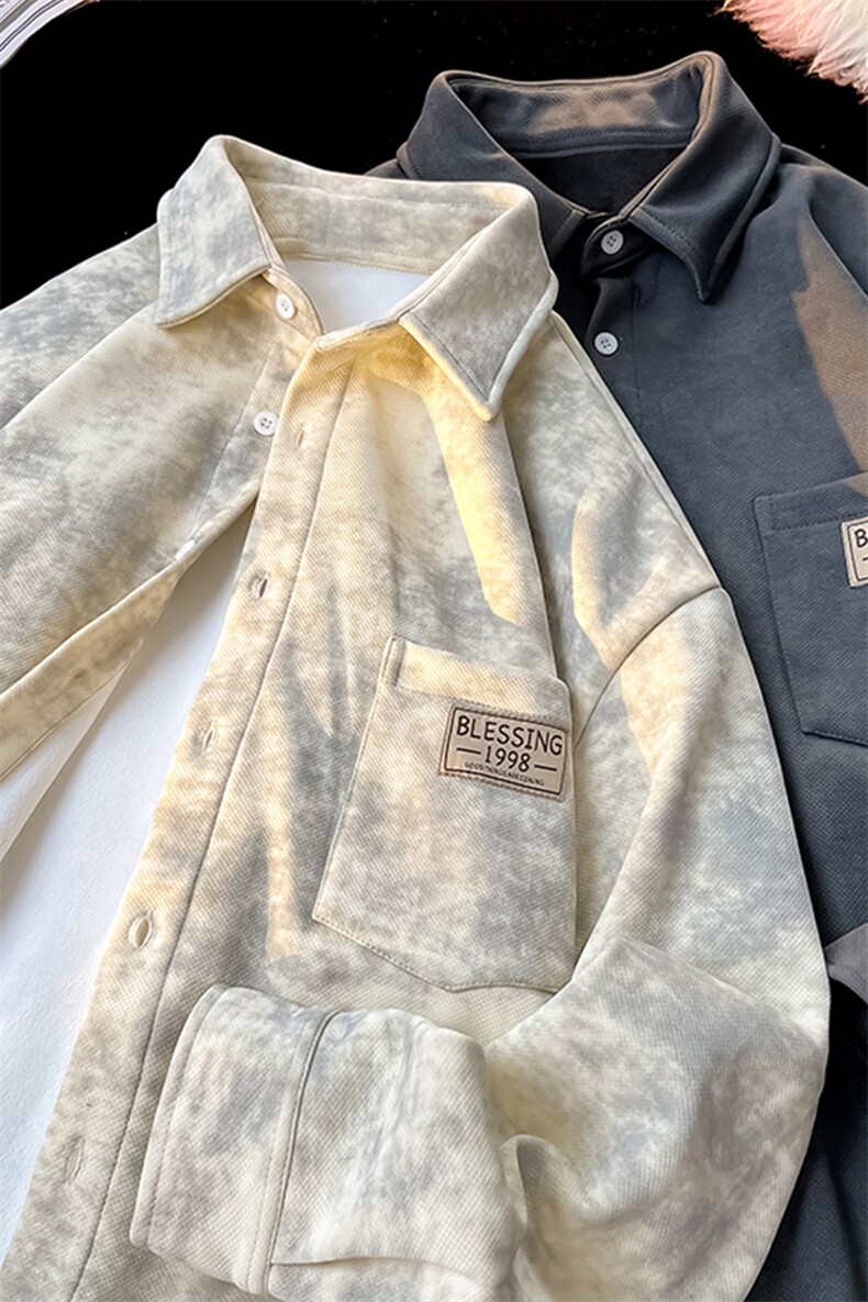 8XL-M秋冬款加绒加厚衬衫男做旧脏脏保暖外套大码衬衣CS29002P65,男装衬衫,电商B312