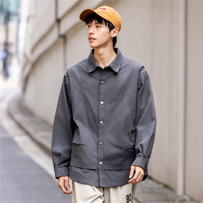 【限价199】纯棉男款秋款2025新款秋季复古宽松潮牌工装翻领夹克，男装夹克，电商D215