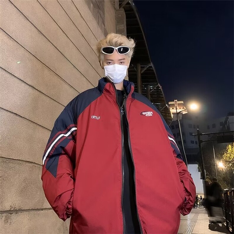 美式高级感插肩拼色双面穿棉服男女冬季潮宽松加厚棉HT38-P95,男装棉衣,星座1109-3