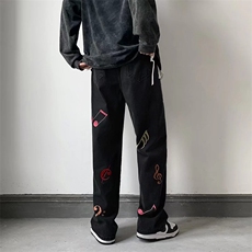 潮牌牛仔裤男宽松束脚春季老爹长裤N7077P40，男装牛仔裤，星座1116-2
