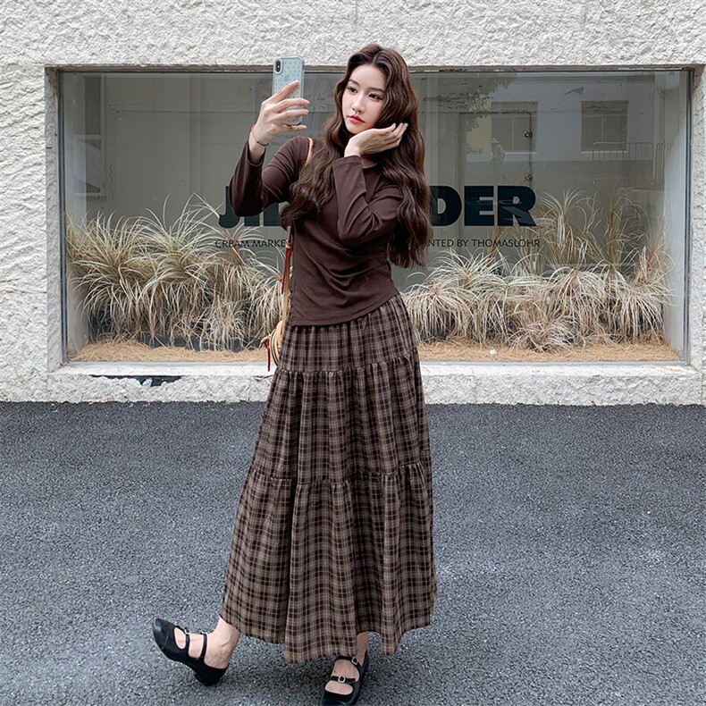 【已出】T恤格子半身裙套装W582-P150-K208,女装套装/套裙,2C209