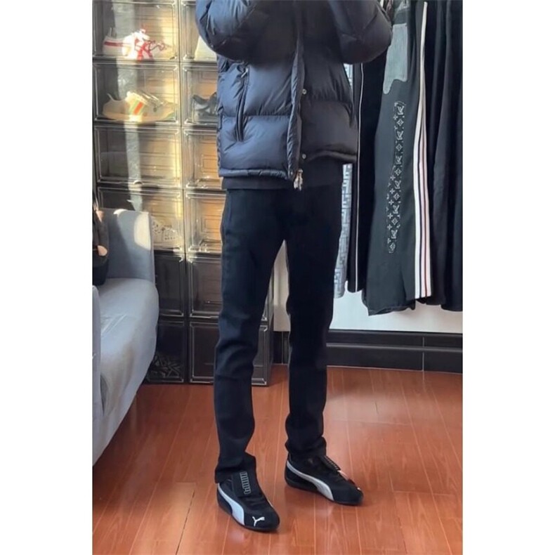 春季新款后兜提花印花牛仔裤男女网红同款直筒休闲小脚学生九分裤,男装牛仔裤,星座506A