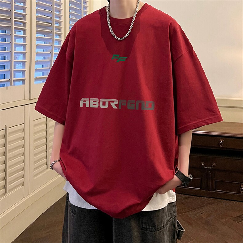 抖音得物二开现货220克夏装重磅美式高街宽松短袖t恤MT181,男装T恤,电商A486-1