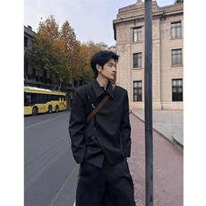 现货自制TWOWUS不对称高级感翻领小西装新中式休闲西服，男装西服，星座910A