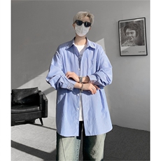 春夏条纹衬衫男长袖薄款痞帅高级感宽松慵懒风大码衬衣CS29003P45，男装衬衫，电商B312