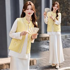 现货春装新款简约时尚休闲重工艺钉珠减龄马甲可组合三件套半裙衫，女装马甲，韩美纤衣