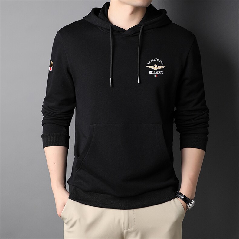 QLM77217男式秋季服装新款长袖T恤青年连帽卫衣四季打底体恤P76,男装卫衣,电商B360