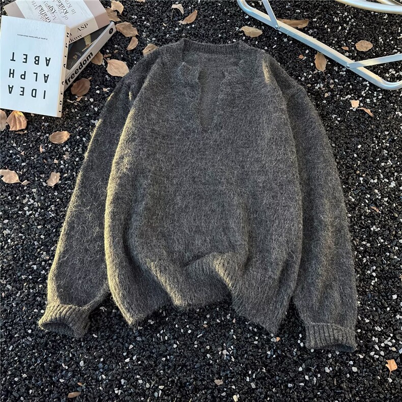 美式复古v领毛衣男士冬季慵懒风高级感cleanfit情侣装针织衫外套，男装针织衫/毛衣，星座813-2