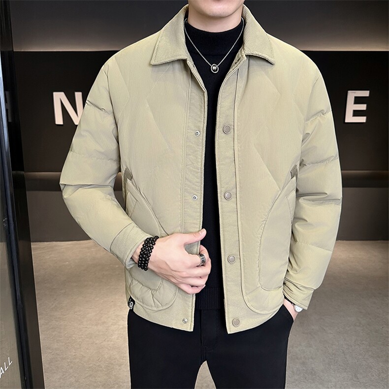 新款男士小翻领羽绒服夹克加厚防寒309B-3-81061-P195图片