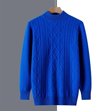 2024秋冬新款羊毛男士加厚半高领绞花羊毛衫男装，男装羊毛衫，国旺羊绒