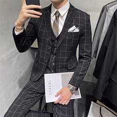 格子男装西服套装三件套礼服结婚W2023-P260，男装西服，星座1012