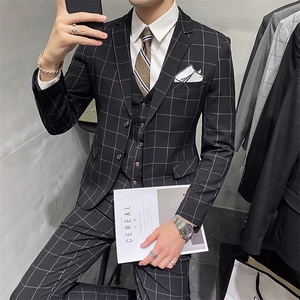 格子男装西服套装三件套礼服结婚W2023-P260图片