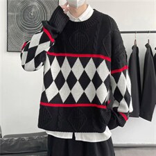 基础简约原宿风秋季韩版毛衣圆领潮流打底衫针织衫拼色M123-P48，男装针织衫/毛衣，星座512-4